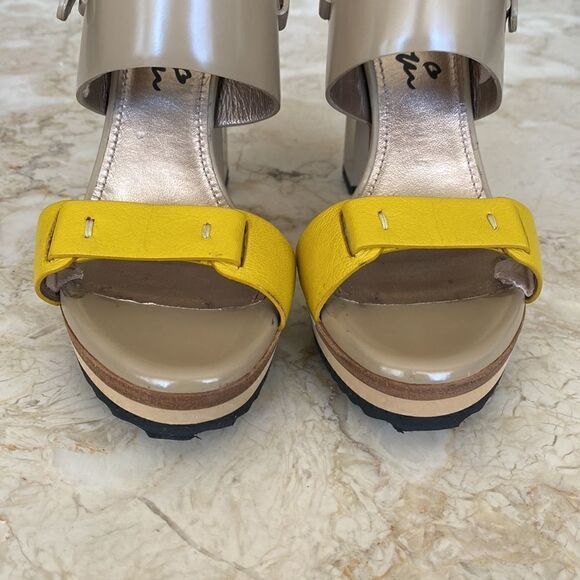 Lanvin Platform Heeled Leather Sandals Made in Italy - Picture 6 of 16